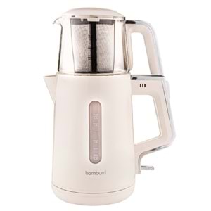 Bambum Cam Demlikli Çay Makinesi Krem B6047