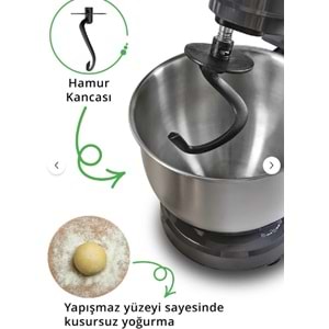 Kiwi Kmx-3638 Hamur Yoğurma Stand Mikser Siyah