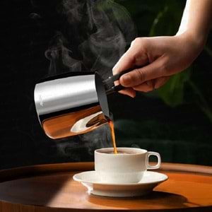 Nehir Modern 4 Parça Standlı Paslanmaz Çelik Cezve Seti