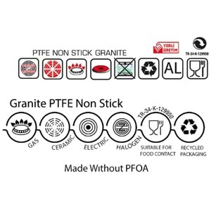 Oms Biogranit 8 LT 36 cm Derin Tencere 3312 Gri