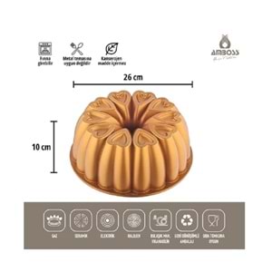 Amboss Ametist 26 Cm Döküm Kek Kalıbı Gold AME-7722