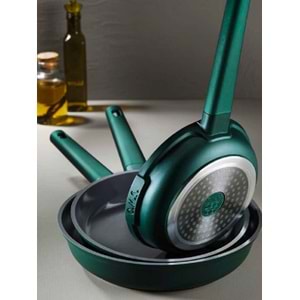 Oms Non Stick Seramik Tava Seti Yeşil 15016