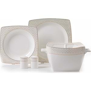 Korkmaz Bone Selection 60 Parça A8444 Kare Yemek Takımı