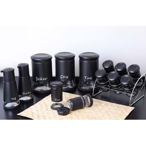 Gönül Cam 13 Parça Baharat Seti Siyah G3146