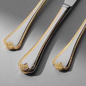 Nehir Fulya Altın Sade 12 Kişilik 72 Parça Çatal Kaşık Bıçak Takımı