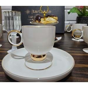 Twinkle Luxury Gold Bone Porselen Kahve Fincan Takımı 01Gld01
