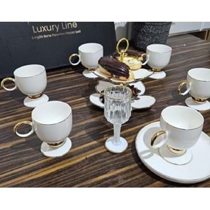 Twinkle Luxury Gold Bone Porselen Kahve Fincan Takımı 01Gld01