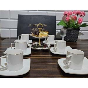 Twinkle Luxury Gold Bone Porselen Kahve Fincan Takımı 09Gld01