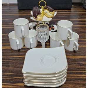 Twinkle Luxury Gold Bone Porselen Kahve Fincan Takımı 09Gld01