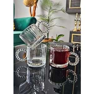 Miraç Boncuk Saplı 3 lü Cam Kupa Sade MRC-255