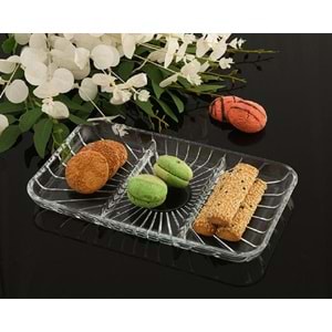 Paşabahçe Elegant Dikdörtgen Bölmeli Cam Kayık Tabak 27x16 cm 54983