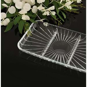 Paşabahçe Elegant Dikdörtgen Bölmeli Cam Kayık Tabak 27x16 cm 54983
