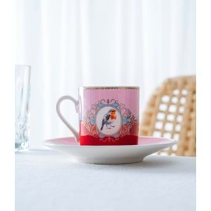 Acar Candy 6 Kişilik Porselen Kahve Fincan Takımı Kırmızı 8595