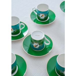 Acar Cybil 6 Kişilik Porselen Kahve Fincan Takımı Yeşil 8595
