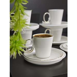 Güral Porselen Carine Crown 6 Kişilik Kahve Fincan Takımı Altın File KT20