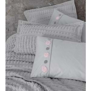Cotton box Limi Çift Kişilik Yatak Örtülü Nevresim Takımı Siva Gri
