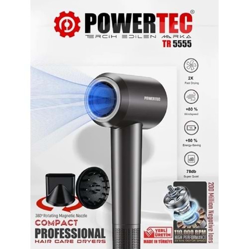 Powertec Ionic Saç Kurutma Makinesi Tr-5555