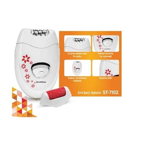 Goldstar ST-7102 Şarjlı Epilatör ve Topuk Törpüsü Seti