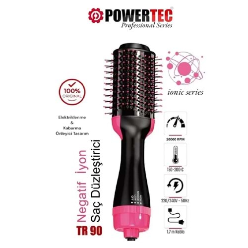 Powertec TR-90 Saç Şekillendirici ve Düzleştirici Fön Tarağı
