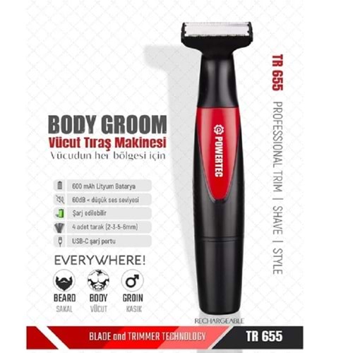 Powertec TR-655 Vücut Tıraş Makinesi