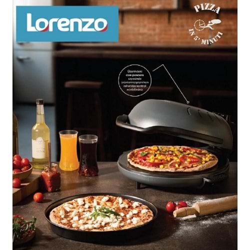 Lorenzo Pietra 12 in 1 Çok Amaçlı Pizza Makinesi Siyah LRZ-1121