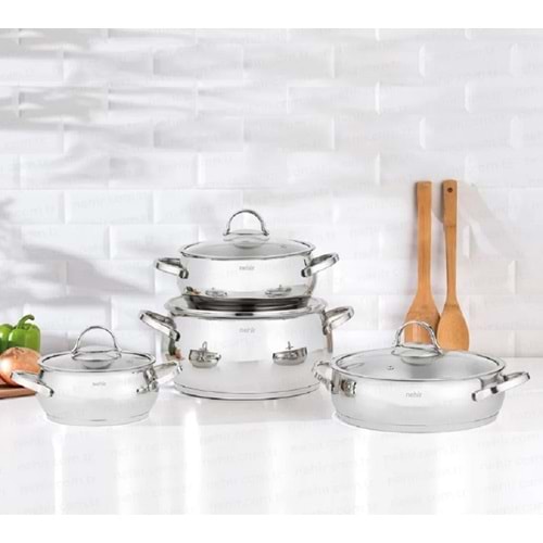 Nehir Silver Lüks 8 Parça Paslanmaz Çelik Tencere Seti 29032
