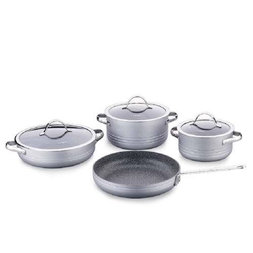 Korkmaz A2619-3 Linea Gri 7 Parça Tencere Takımı