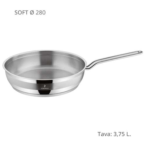 Sofram 28 cm Tek Saplı Paslanmaz Çelik Tava 3,75 LT