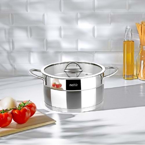 Nehir Silver Mat Trend 20 Cm Derin Çelik Tencere