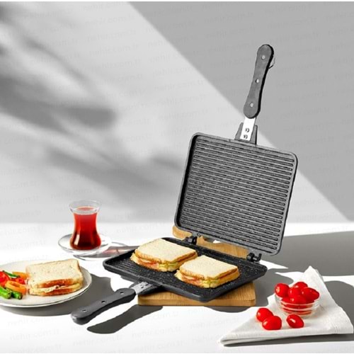 Nehir Alüminyum Döküm Lüks Tost Tavası Siyah