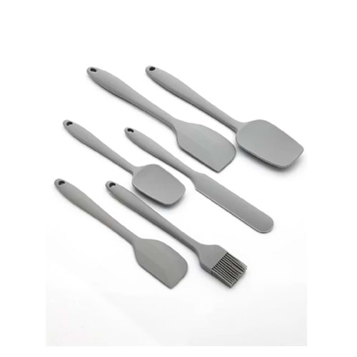 Menba 6 Parça Silikon Spatula Fırça Mutfak Seti Gri MNB0262
