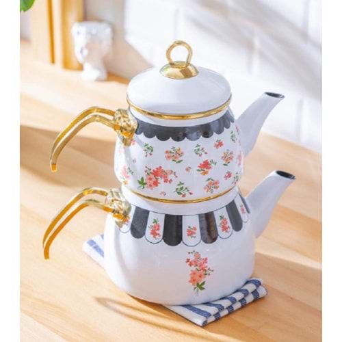 Acar Qualita-Doroty Alt Üst Emaye Çaydanlık Takımı Xap-07777