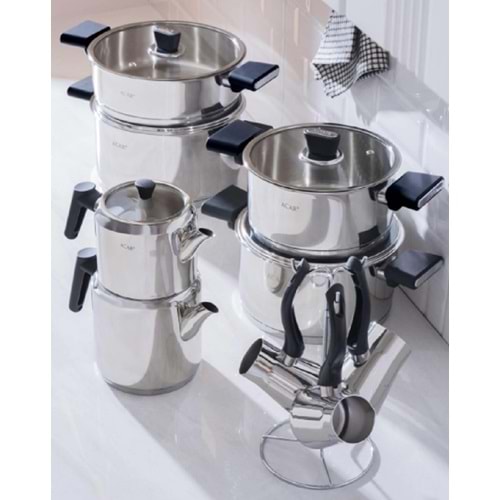 Acar Orkide 16 Parça Silindir Tencere Seti 8495