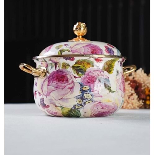 Miss Betty 20 cm Derin Bombeli Emaye Tencere Rose Delüxe 16895-06