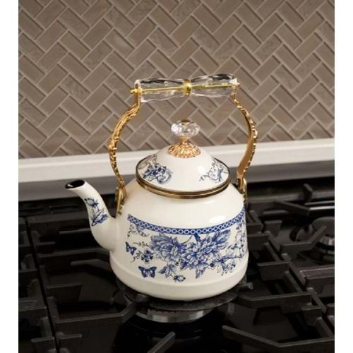 Miss Betty Blue Life Kristal Saplı Emaye Demlik 8324-09