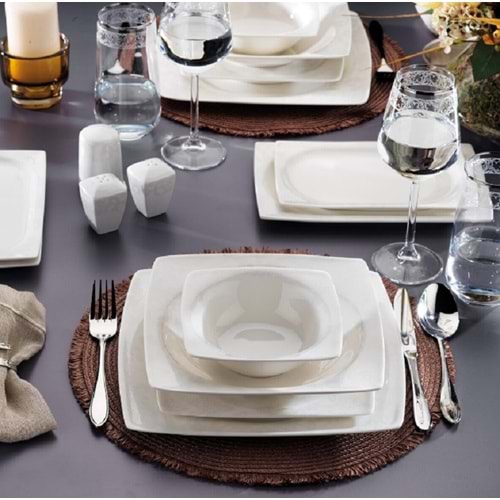 Schafer 56 Parça Beth 12 Kişilik Porselen Yemek Takımı Beyaz BYZ02