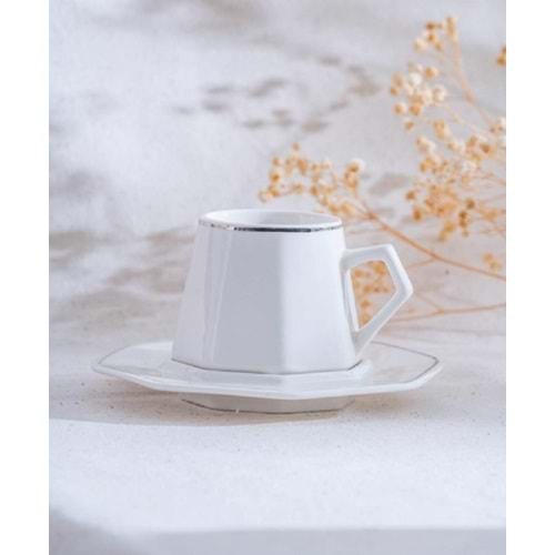Acar Elara Silver 6 Kişilik Kahve Fincanı Takımı 6614 - 90 ml