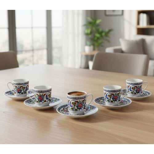 Güral Porselen 6 Kişilik Porselen Kahve Fincan Takımı Topkapı 60932