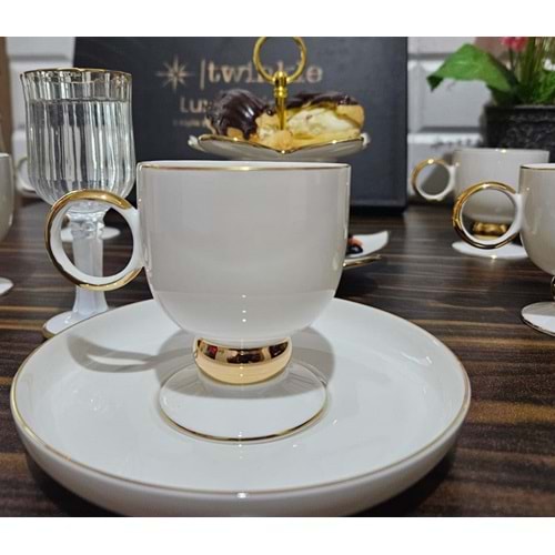 Twinkle Luxury Gold Bone Porselen Kahve Fincan Takımı 01Gld01