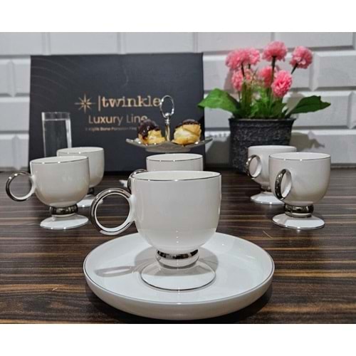 Twinkle Luxury Platin Bone Porselen Kahve Fincan Takımı 02Plt01