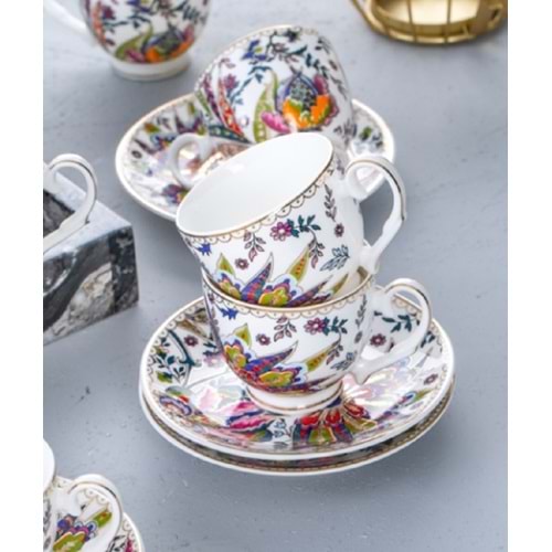 Acar Kaira 6 Kişilik Porselen Kahve Fincanı Takımı - 90 ml 6587