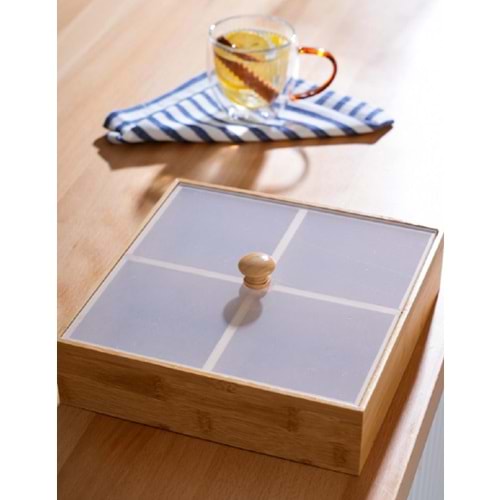 Acar Bambu Kapaklı 4 lü Çerezlik ACR-258