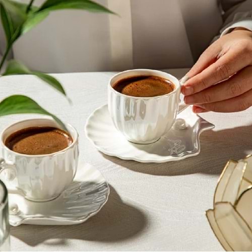 Nehir Perla 6 Kişilik Porselen Kahve Fincan Takımı