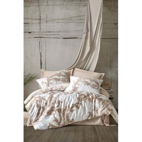 Cottonbox Saten Loren Bej Çift Kişilik Nevresim Takımı