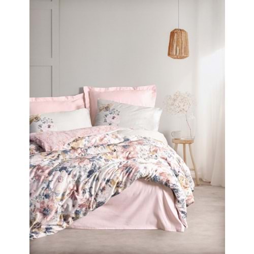 Cottonbox Dalya Saten Pudra Çift Kişilik Nevresim Takımı