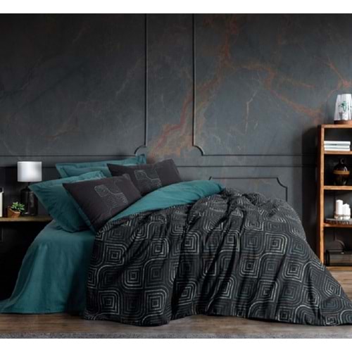 Cotton Box Dark Çift Kişilik Nevresim Takımı Noche Petrol
