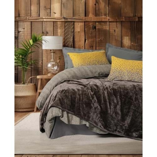 Cotton Box Battaniyeli Oyster Kahve Çift Kişilik Nevresim Takımı