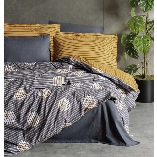 Cotton Box Modern Çift Kişilik Nevresim Takımı Strew Gri
