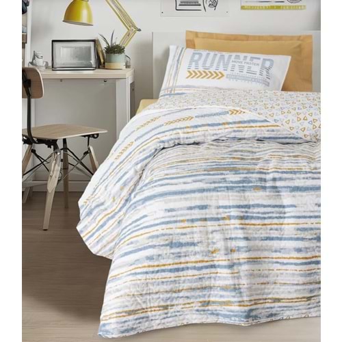 Cotton Box Genç Odası Tek Kişilik Lastikli Çarşaflı Nevresim Takımı Dashon Sarı