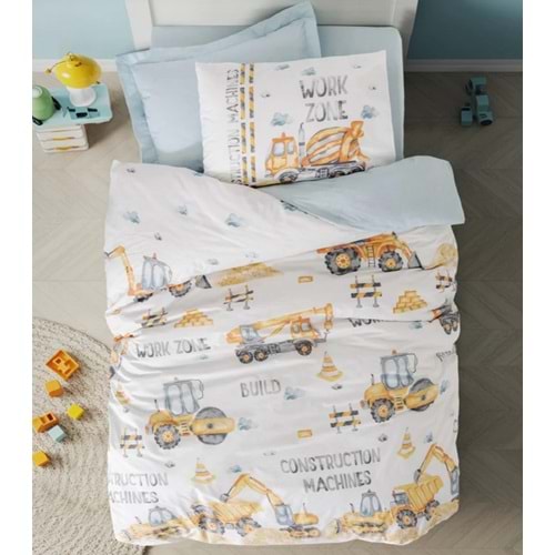 Cotton Box Junior Tek Kişilik Lastikli Çarşaflı Nevresim Takımı Buildo Mavi